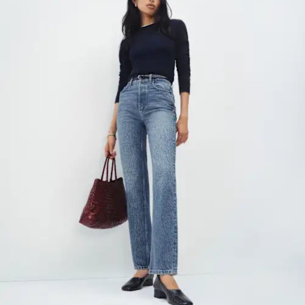 Reformation Cynthia High Rise Straight Cropped Jeans Blue - Size 29